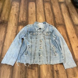 Gold Morning Denim Jacket Women’s Large Distressed Vintage Light wash